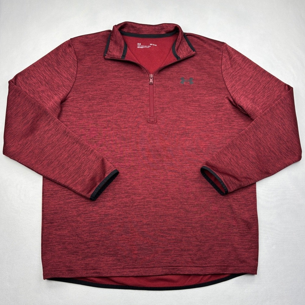 Under Armour Pullover Mens Medium Red Heather Quarter Zip Fleece Sweater 1357145
